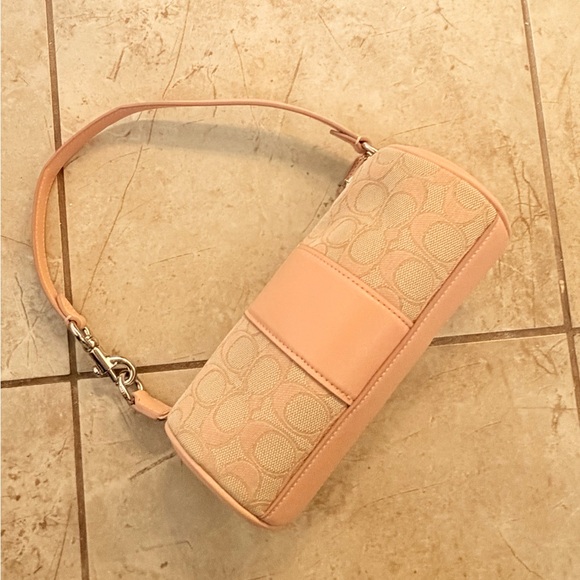 Coach Mini Barrel Bag Peach Cream Signature Shoulder Bag - Picture 4 of 12